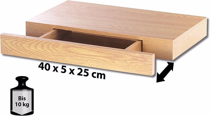 Produktbild Carlo Milano Wandregal mit versteckter Schublade (40 x 5 x 25 cm)