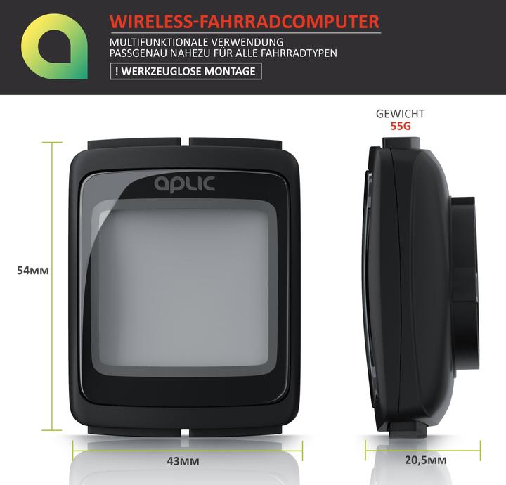 Actual product image Aplic Wireless Velocomputer