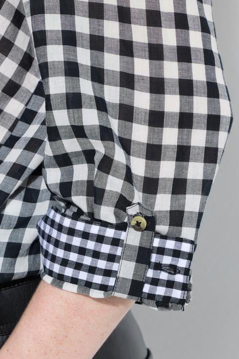 Produktbild Ulla Popken Trachten-Karobluse, Hemdkragen, Langarm, Krempelriegel (54)