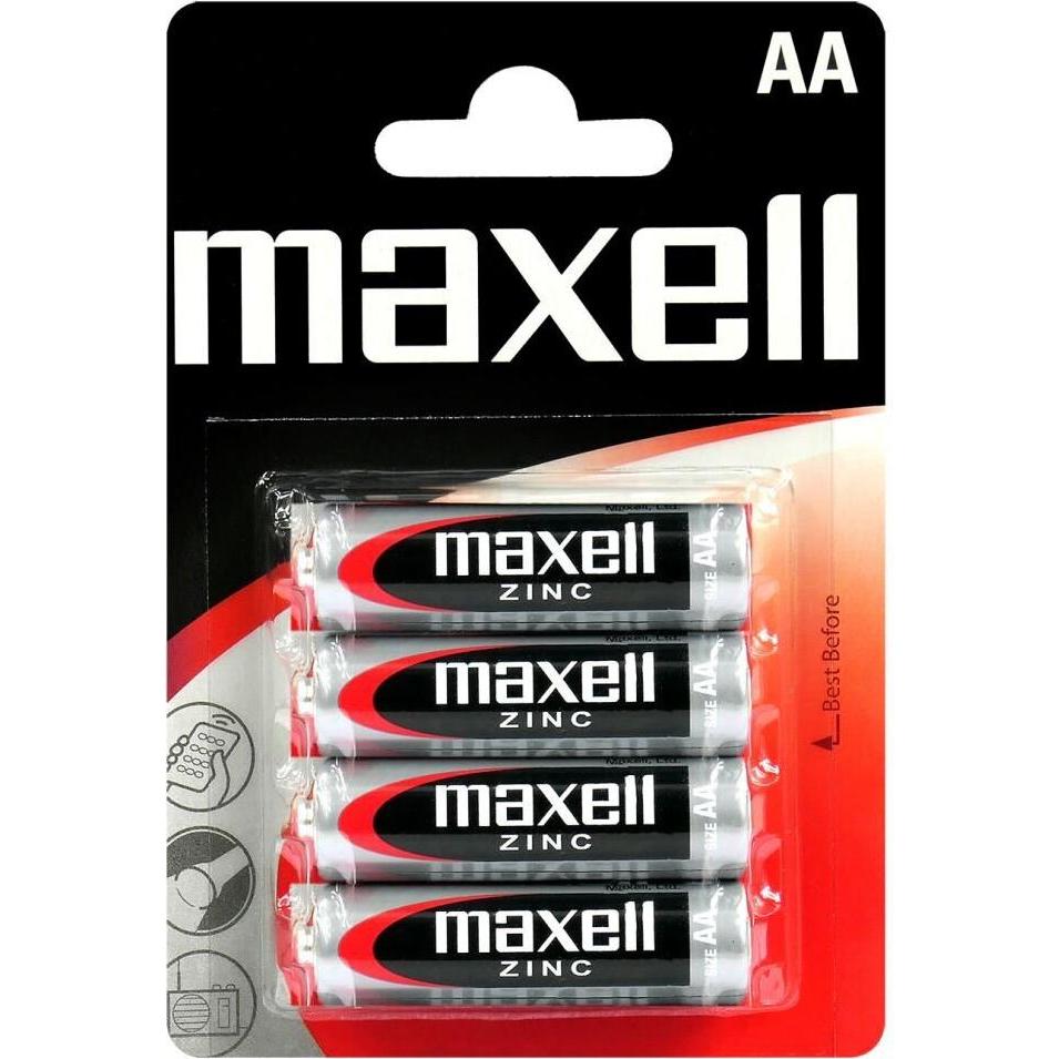 Maxell Pila Salina Manganeso AA R6 Blister*4 (4 pz., AA), Batterie + pile