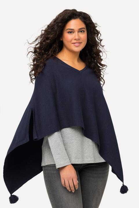 Actual product image Ulla Popken Knit Pointed Hem Poncho (58, 60, 62)