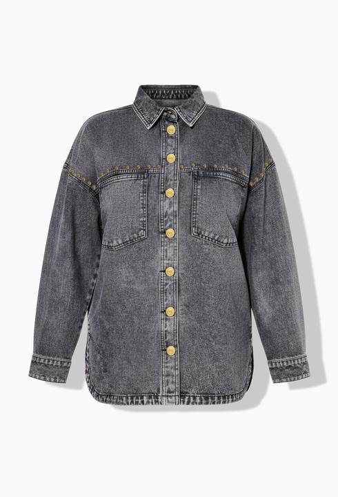 Immagine prodotto Studio Untold Camicia di jeans dal taglio oversize con stile vintage e rivetti decorativi (58, 60)