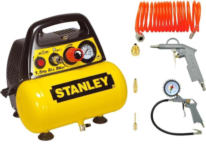 Stanley Compressore Senza Olio 6l + Set Pneumatico (8 bar, 6 l)