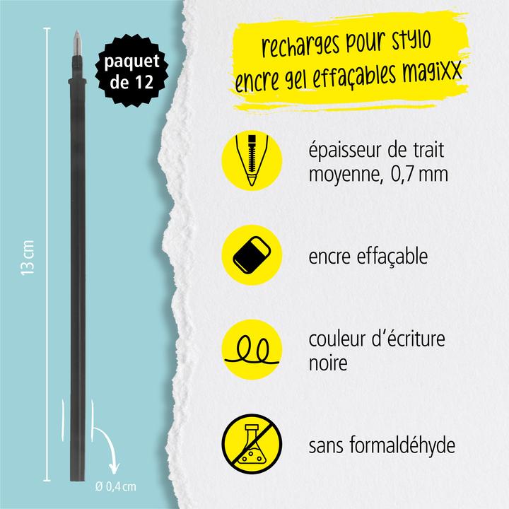 Image du produit Online 12er Pack Gel-Mine magiXX L radierbar, schwarz (Mine de gel, Noir, 0.70 mm)