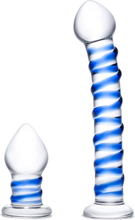 Produktbild Gläs Double Penetration Glass Swirly Dildo & Butt Plug Set 2 pcs