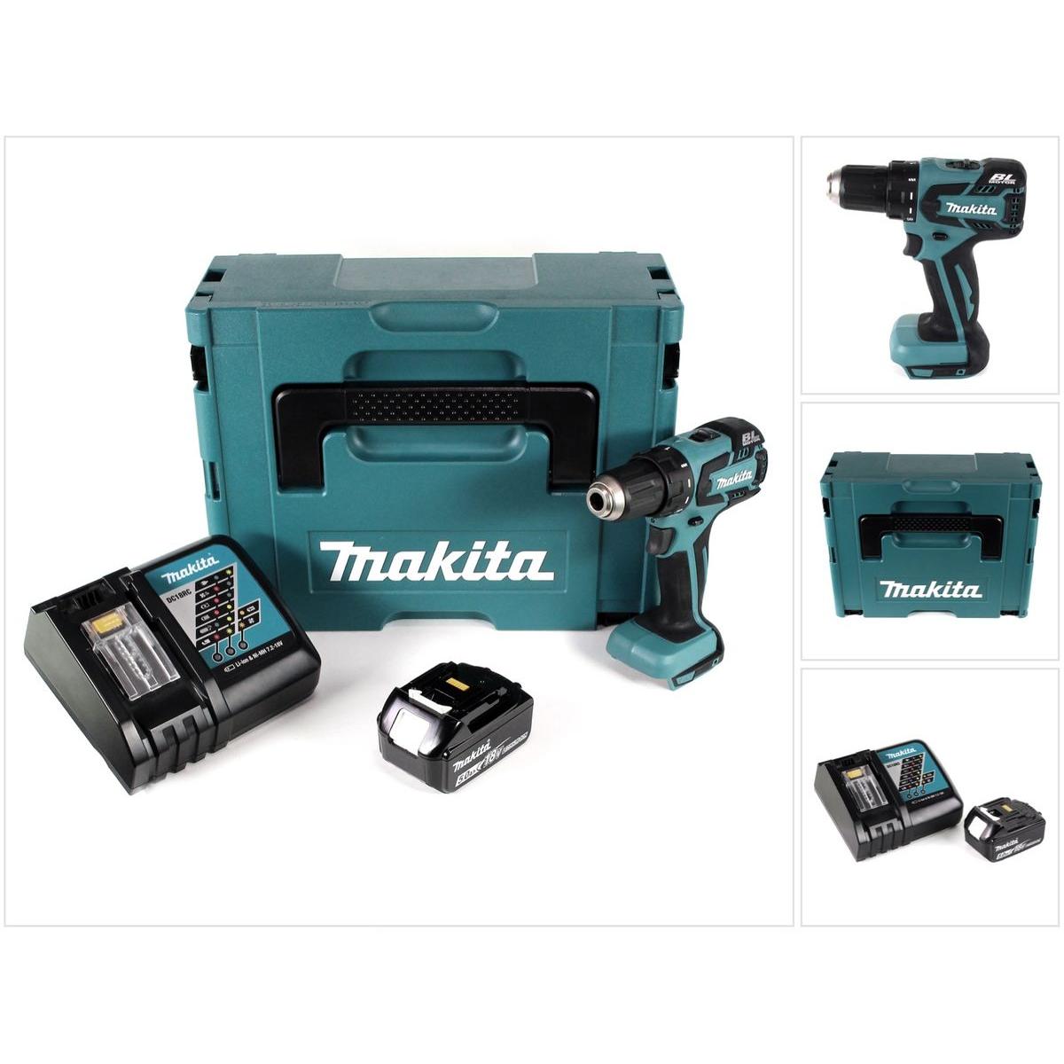 Makita, Bohrmaschine + Akkuschrauber, DDF 459 RT1J Akku Bohrschrauber 18V 45Nm im Makpac + 1x 5,0 Ah Akku + Ladegerät (A...