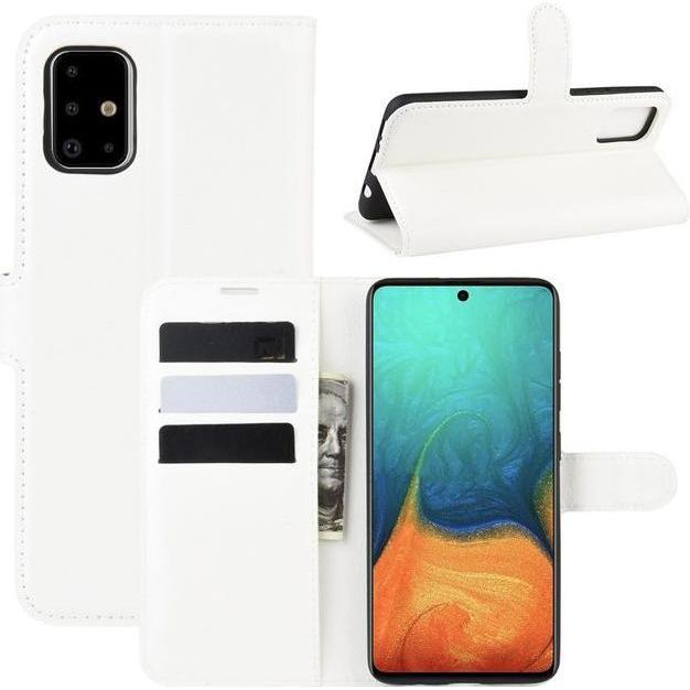 Thumbnail - MU Classic Litchi Leder Bookcover Series (Samsung Galaxy A71), Smartphone Hülle, Weiss