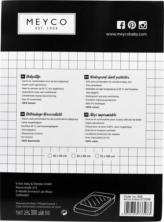 Nutritional values and ingredients Meyco molton bed pad 50x90 (50 x 90 cm)