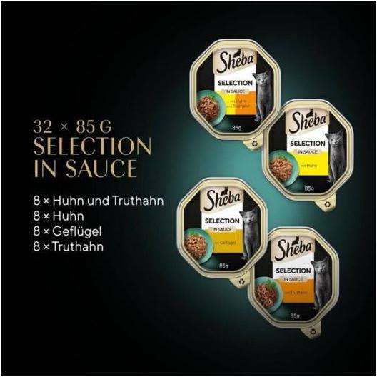 Produktbild Sheba Selection Geflügel Variation in Sauce (Adult, 32 Stk., 2720 g)