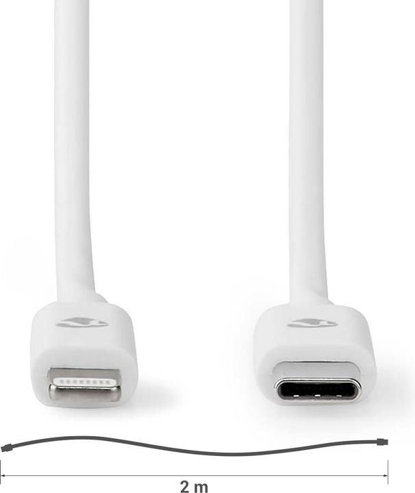 Produktbild Nedis Lightning Kabel | USB 2.0 | Apple Lightning 8-Pin | USB-C™ Stecker | 480 Mbps | Vernickelt | 2 (2 m, USB 2.0, 60 W)