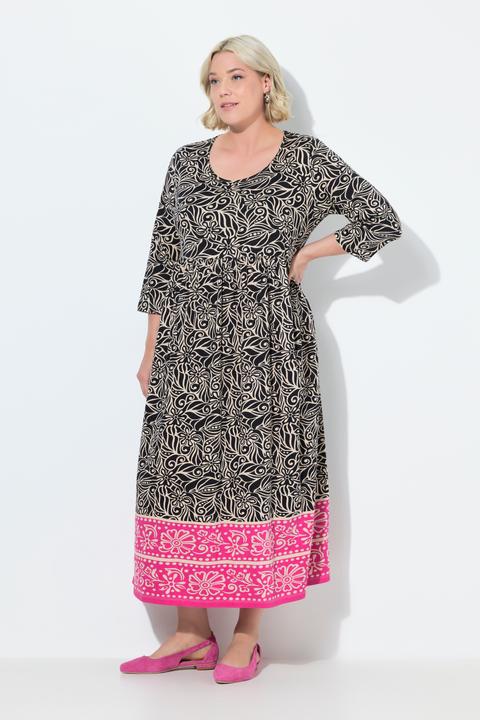 Produktbild Ulla Popken Jerseykleid, A-Linie, Rundhals, 3/4-Arm, Taschen (62)