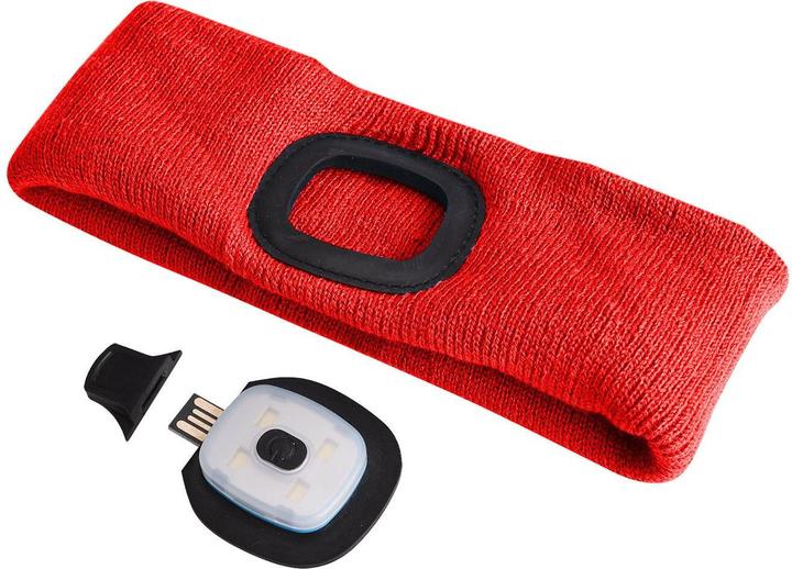 Produktbild Sixtol Stirnband mit Stirnlampe 180lm, wiederaufladbar, USB, Universalgrösse, Baumwolle/PE, rot (180 lm)