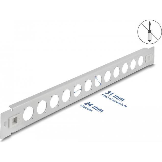 Thumbnail - Delock 19? D-Typ Patchpanel 12 Port werkzeugfrei grau, Server Zubehör, Grau