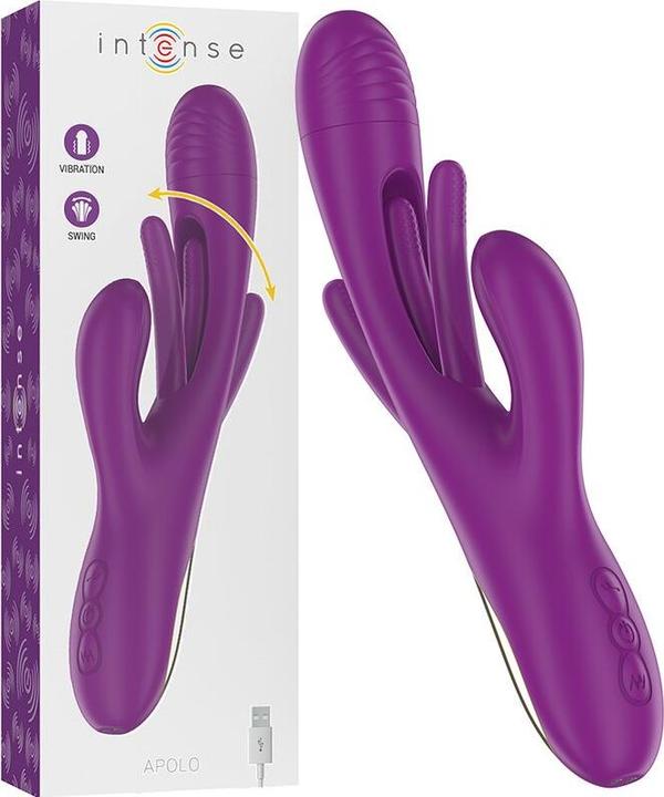 Produktbild Intense Apolo Wiederaufladbarer Multifunktionsvibrator 7 Vibrationen Mit Lila Schwingender Zunge