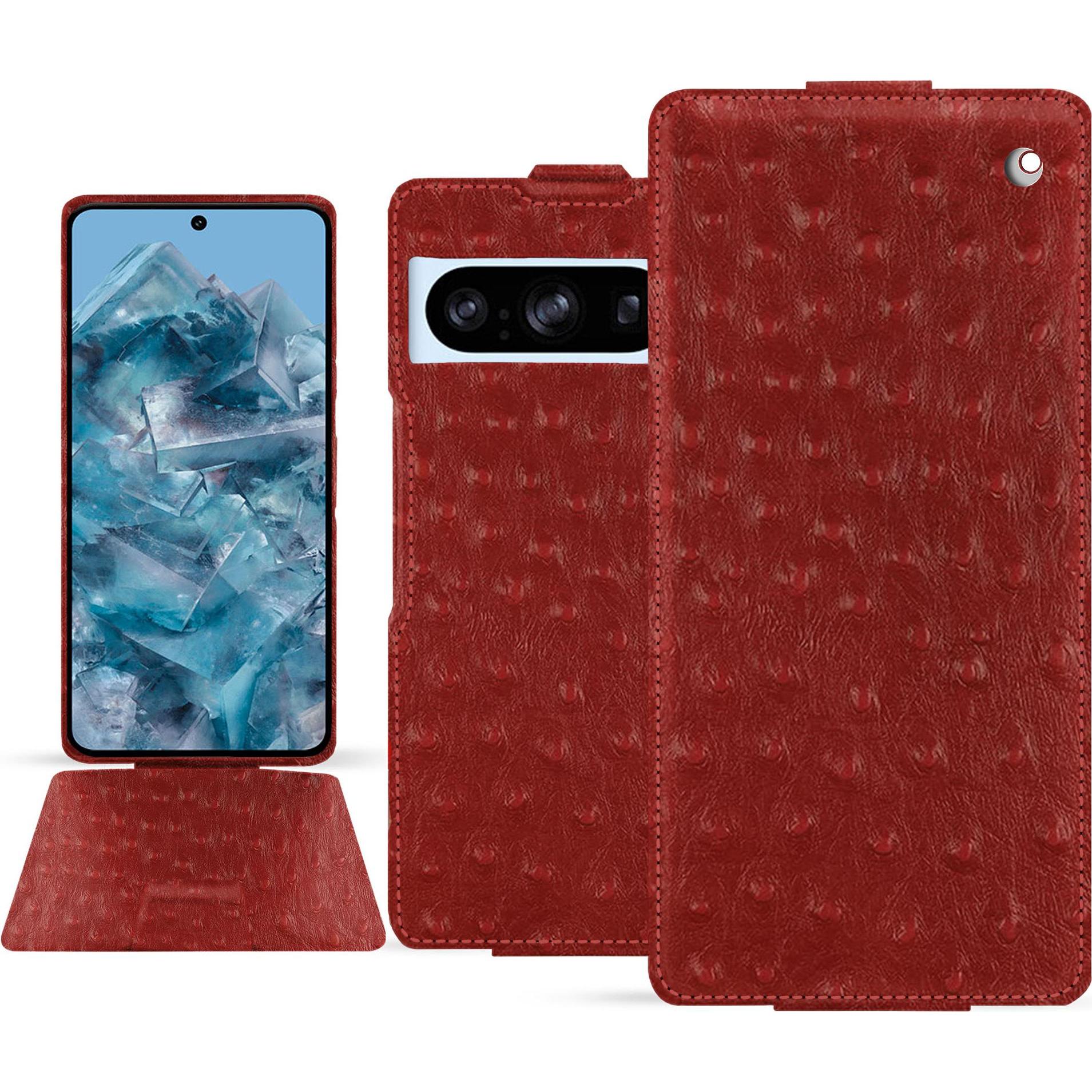 Noreve Coque à rabat vertical en cuir (Google Pixel 8 Pro), Cover smartphone, Rosso