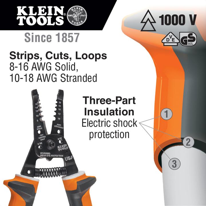 Image du produit Klein Tools Pinces à sertir/cutters/outils d'anisotropie (200 mm)