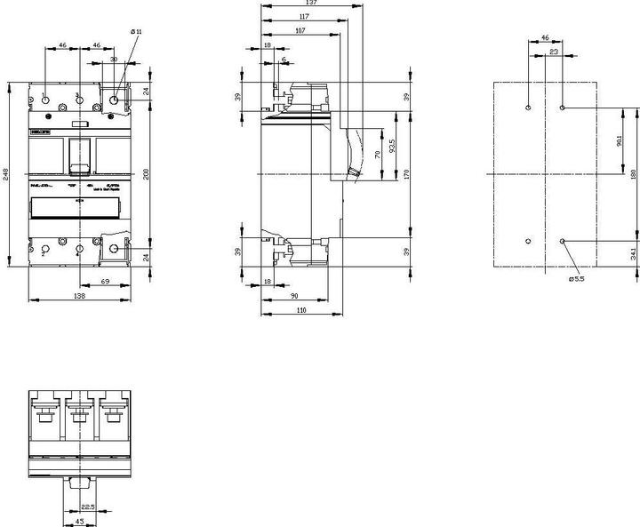 Produktbild Siemens 3VA1340-6EF32-0AA0 Leistungsschalter 415V 3-pol.