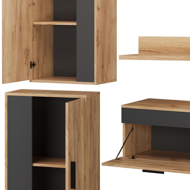 Image du produit Vicco Wohnwand Berno, Goldkraft Eiche/Anthrazit, 4er Set