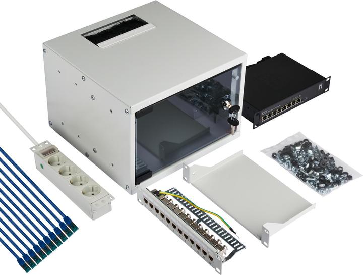 Actual product image EFB Elektronik EFB 10inch 4U wall-mounted cabinet depth 300 mm 1-piece pre-assembled RAL7035 (4 RU, 10 inch rack)