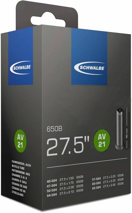 Actual product image Schwalbe Chambre à Air SCWHALBE 21 27,5x1,50/2,40 Schrader 40 mm (Schrader (AV), 27.5", 40 mm)