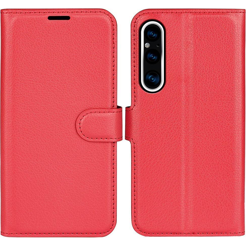 Cover-Discount Sony Xperia 1 V - Leder Etui Hülle rot (Sony Xperia 1 V), Smartphone Hülle, Rot