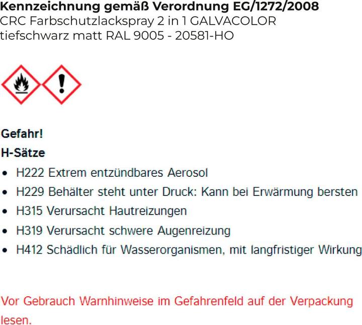 Image du produit CRC Galva Color 2in1 (500 ml, Noir profond (RAL 9005))