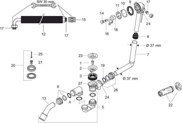 Actual product image hansgrohe EXAFILL bath overflow fitting (Drainage set, 3/4")