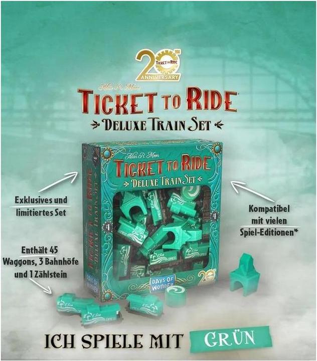 Produktbild Asmodée Zug um Zug - 20. Jahrestag: Grün (Deutsch, 2 - 5 Spieler)