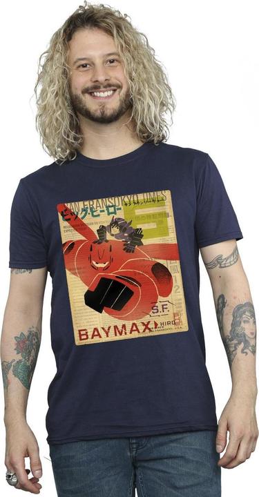 Produktbild Disney Big Hero 6 Baymax Flying Baymax Newspaper TShirt (5XL)