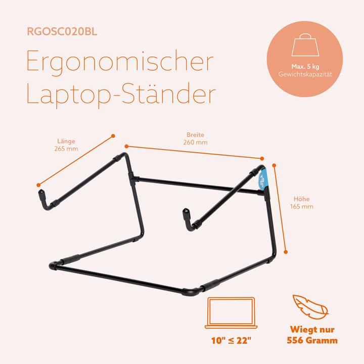 Image du produit R-Go Tools R-Go Support pour ordinateur portable 10"-22" Max.5KG Steel Office noir