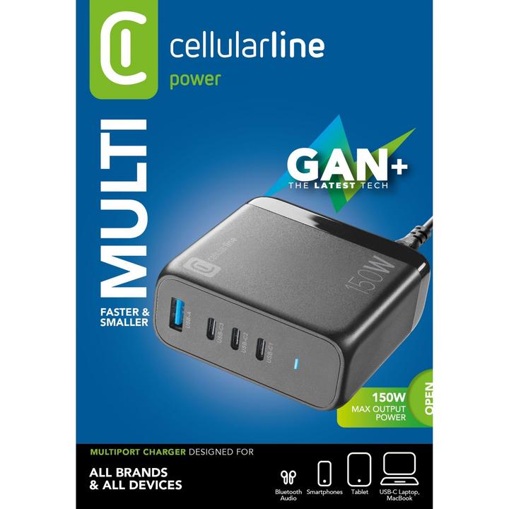 Produktbild Cellularline Multipower Desk 150W Reiselader 4 Port GaN (150 W, 4 Ports)