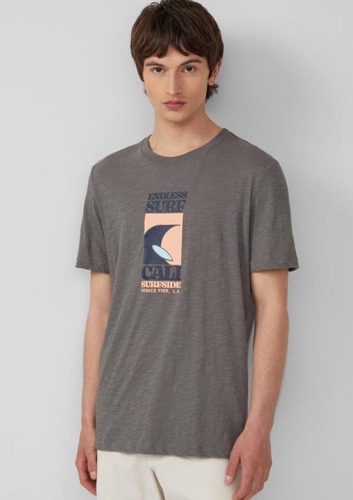 Produktbild S.Oliver T-Shirt Baumwoll-T-Shirt mit Frontprint und Flammgarnstruktur (L)