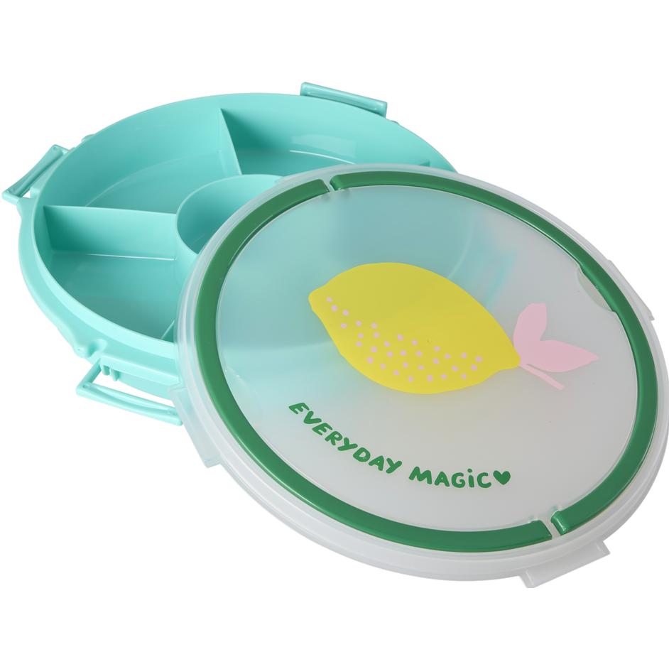 Rice, Stoviglie + posate per bambini, - Serving Tray with Handle - Lemon Print - Mint