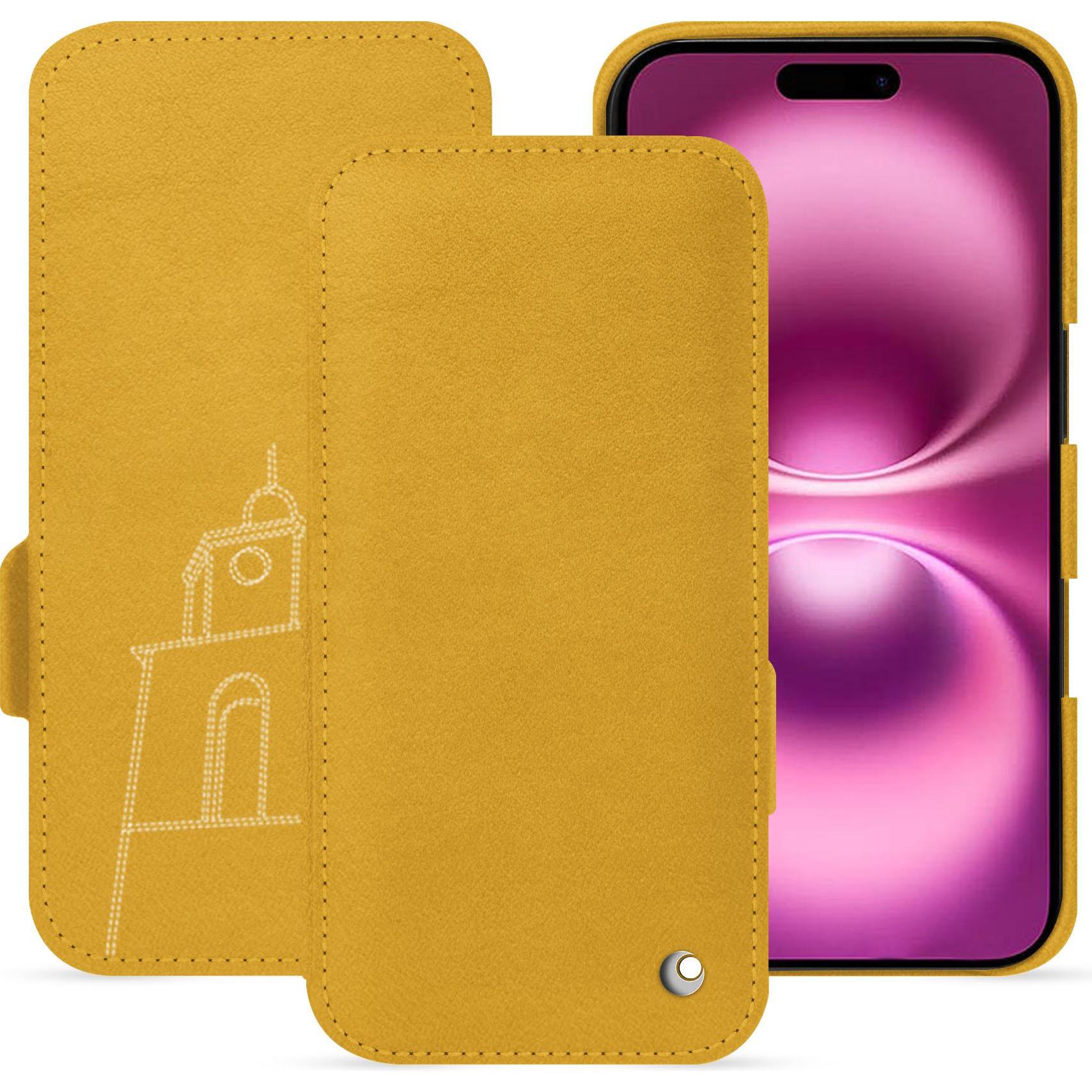 Noreve Lederschutzhülle horizontal (Apple iPhone 16 Plus), Smartphone Hülle, Orange
