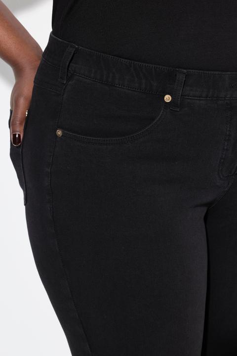 Immagine prodotto Ulla Popken Jeans modello Mandy con black denim, taglio della gamba dritto e cintura elastica (27)