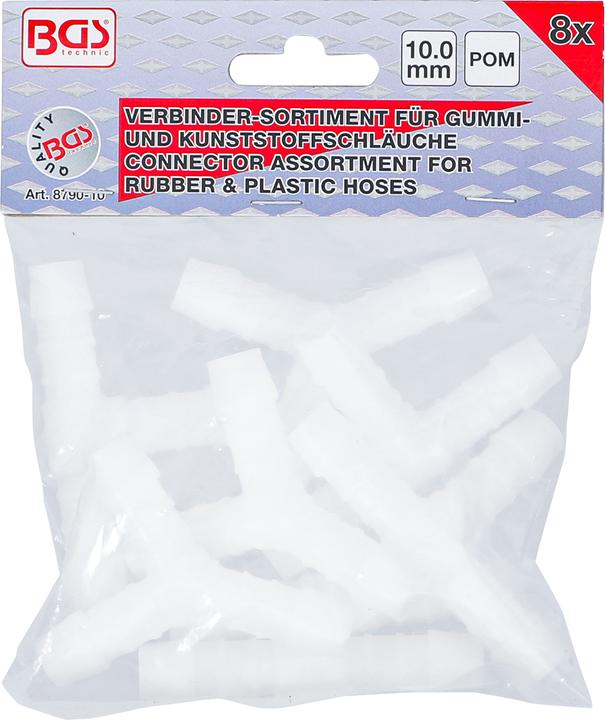 Actual product image BGS Hose Connector Assortment Fuel Resistant 10 mm 8 pcs. (Hose connector, 10 mm)