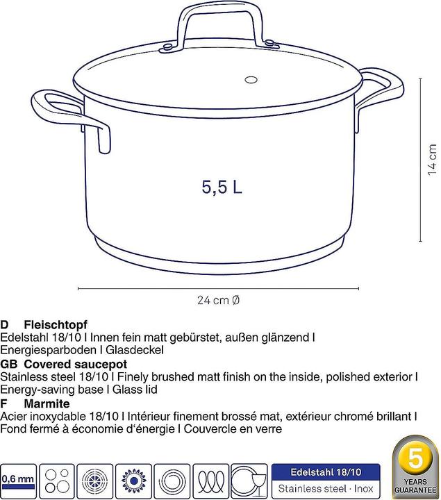 Immagine prodotto Kela Flavoria (24 cm, Pentola, Acciaio inossidabile)
