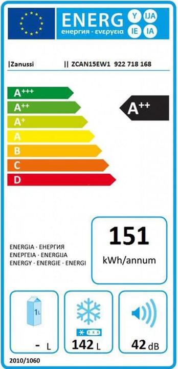 Energie-Label Zanussi ZCAN15EW1 (Freistehend, 142 l)