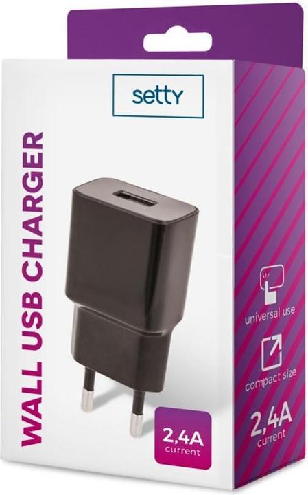 Actual product image Setty charger 1x USB 2,4A black (12 W, 1 portion)