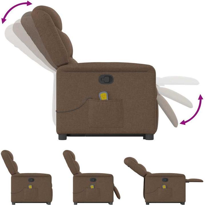Immagine prodotto VidaXL Poltrona massaggiante con ausilio stand-up in tessuto marrone
