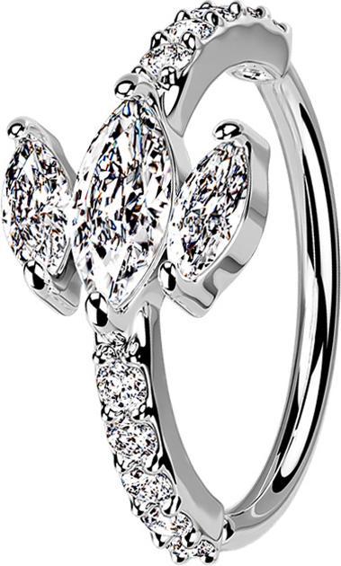 Produktbild Star Piercing Micro Piercing Ring silber Kristalle und drei Ovale (Messing)