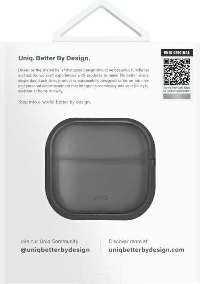 Actual product image Uniq case Glase AirPods 4 glossy smoke (Headphone sleeve)