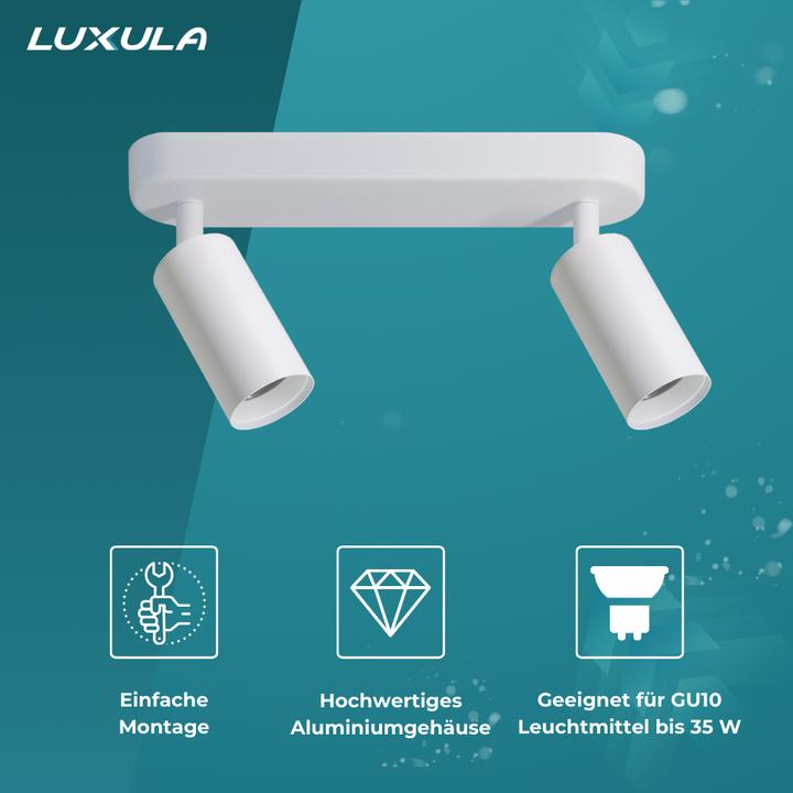 Image du produit Luxula Spot LED orientable en saillie, 2 lampes, blanc (GU10)