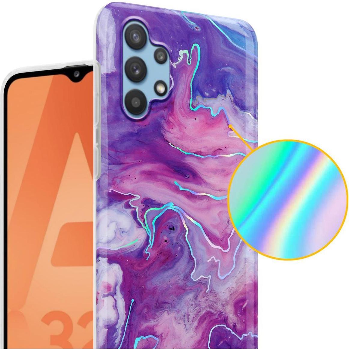 Thumbnail - Cadorabo IMD TPU Bunter Marmor Cover (Samsung Galaxy A32 5G), Smartphone Hülle, Violett