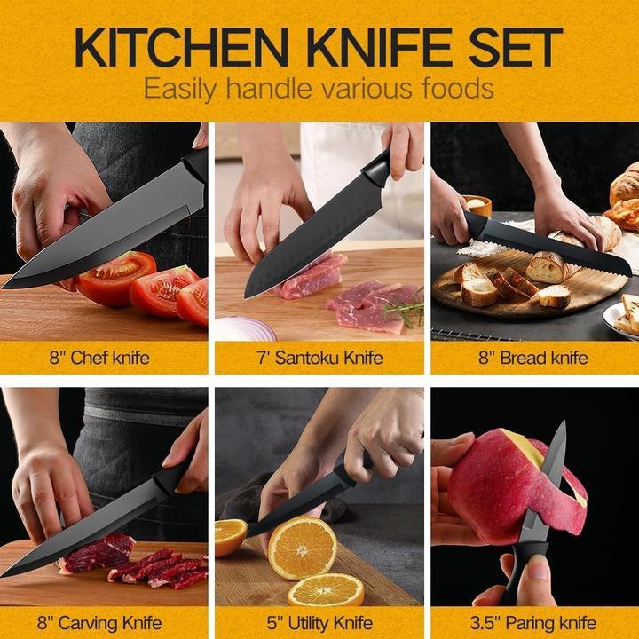Produktbild Jinpiker 16-teiliges Küchenmesser-Set mit Messerblock