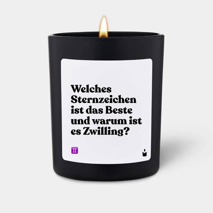 Produktbild Chatty Candles Duftkerze Woody Welches Sternzeichen ist das Beste und warum ist es Zwilling?