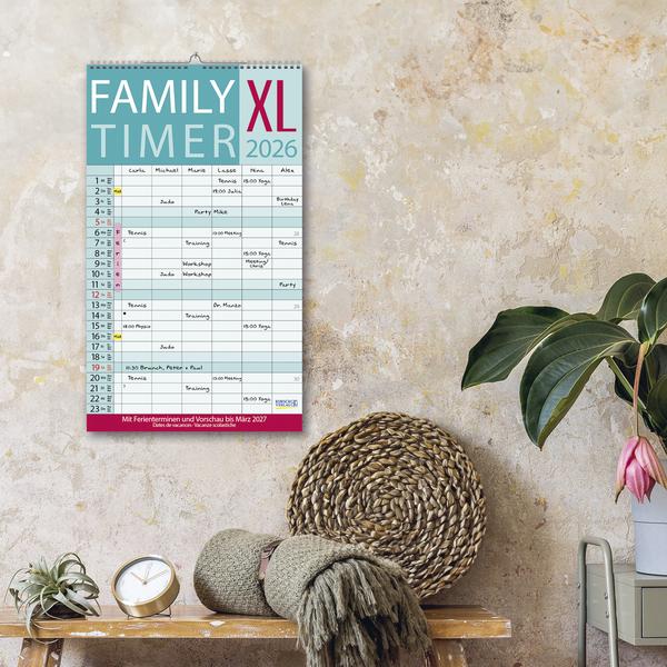 Image du produit XL Family Timer 2026 (27 x 46 cm, Couverture rigide, Français, Anglais)