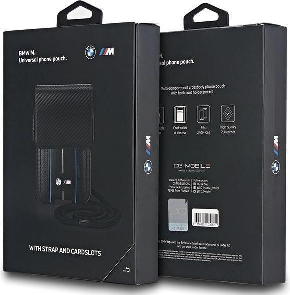 Actual product image BMW Torebka BMPSP15XMSCAKL Wallet Bag czarny/black Carbon Blue Stripes