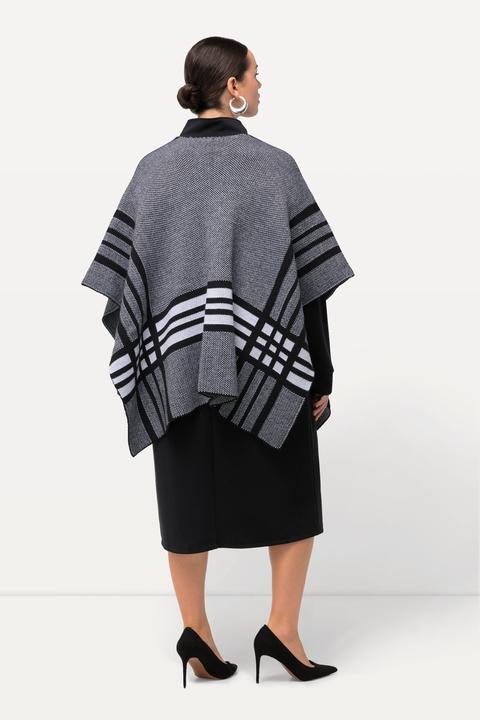 Immagine prodotto Ulla Popken Poncho di maglia dal taglio oversize con quadri grandi e mezze maniche (42, 44, 46, 48)