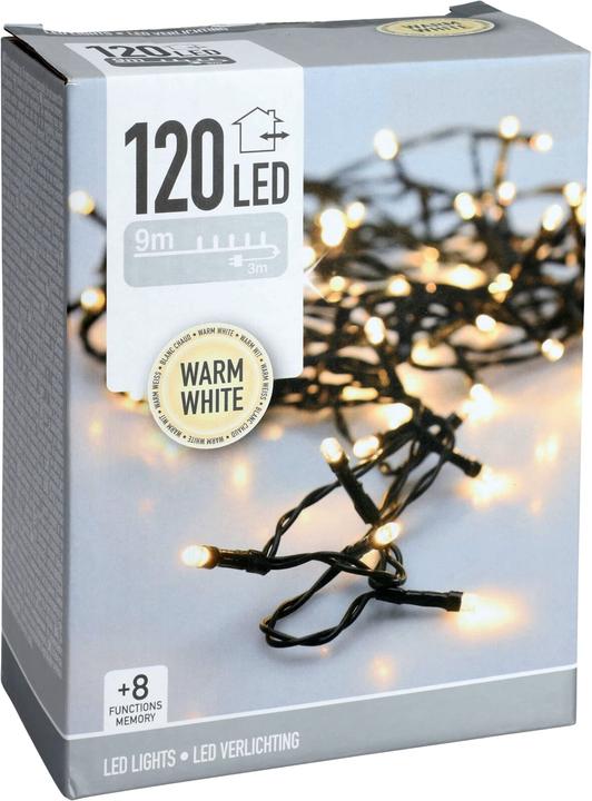 Mondex ŁAŃCUCH LED 120L WARM WHITE ZEWNĘTRZNE 9m +8funkcji (13 m)